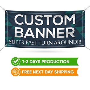 Custom Design Banner Sign - 13 oz Heavy Duty Waterproof Custom Design Vinyl Banner for Business with Metal Grommets