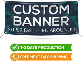 Custom Design Banner Sign - 13 oz Heavy Duty Waterproof Custom Design Vinyl Banner for Business with Metal Grommets