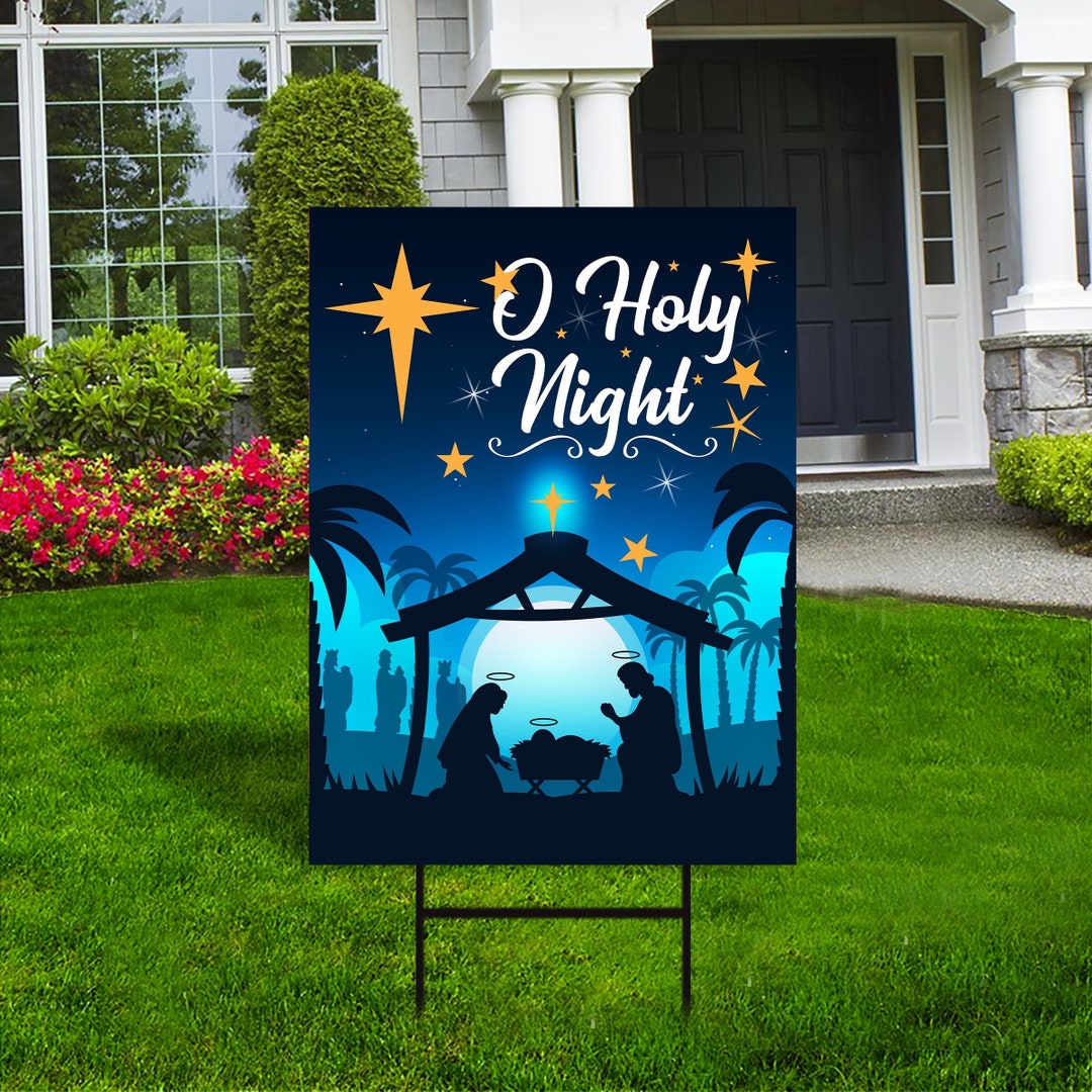 Christmas Nativity Yard Sign, Christmas Oh Holy Night Winter Decoration