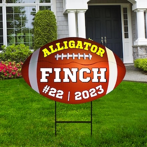 Personalized Football Yard Sign Decoration 20&quot; x 18&quot; - Custom Team, Name, Number, Year Sports Outdoor Football Yard Signs with Metal Stakes
