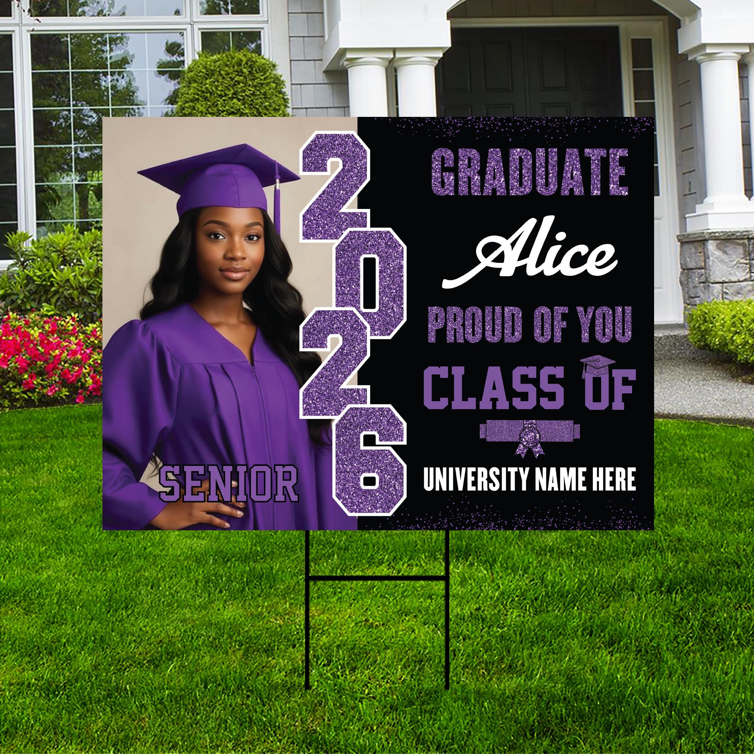 Personalized Graduation Yard Sign With Photo Class of 2026, Custom ...