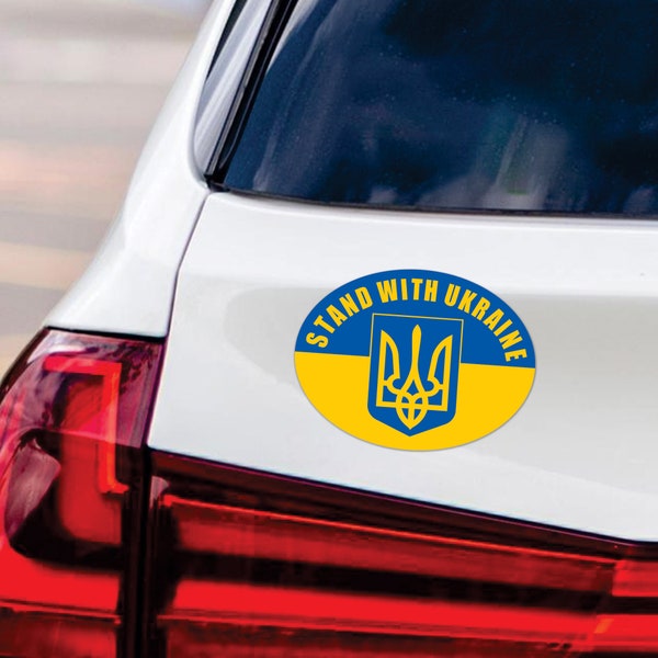 I Stand With Ukraine Car Magnet - We Stand With Ukraine Vehicle Magnet - Support Ukraine  - Ukrainian Flag Vehicle Magnet - 6" x 4.5"
