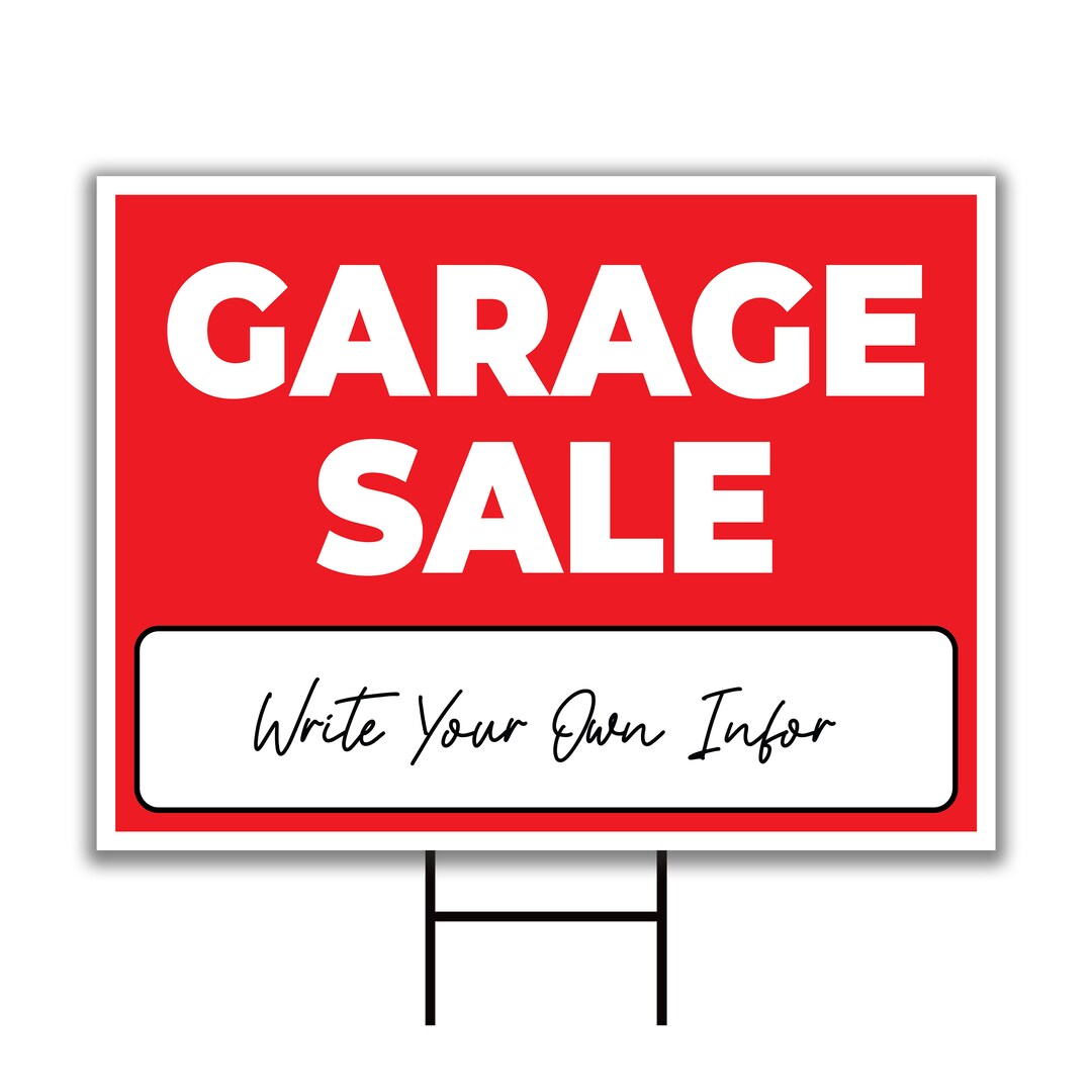 Work House Signs Blank Yard Sign – 24x18 Inches – Full Color Corrugated Plastic With Stand – Garage Sale