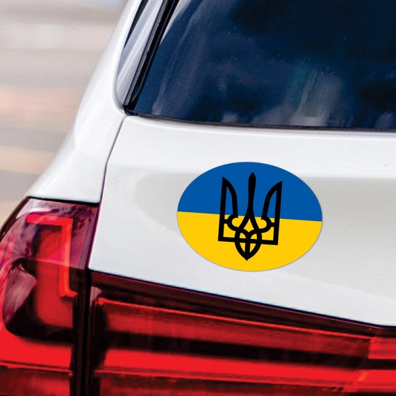 Ukrainian Tryzub Slava Ukraini Magnetic Decal - Ukrainian
