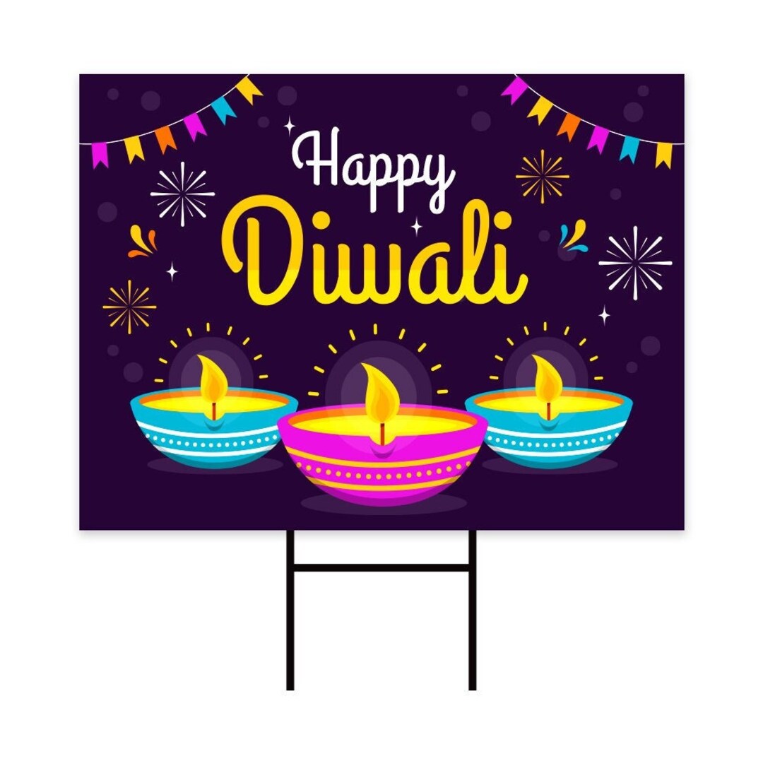Happy Diwali Yard Sign Decor Coroplast Indian Diwali Festival Etsy
