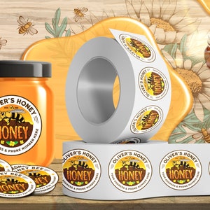 Personalized Honey Roll Labels, Custom Honey Product Stickers, Business Honey Labels for Mason, Honey Bee Favors, Honey Lid Stickers
