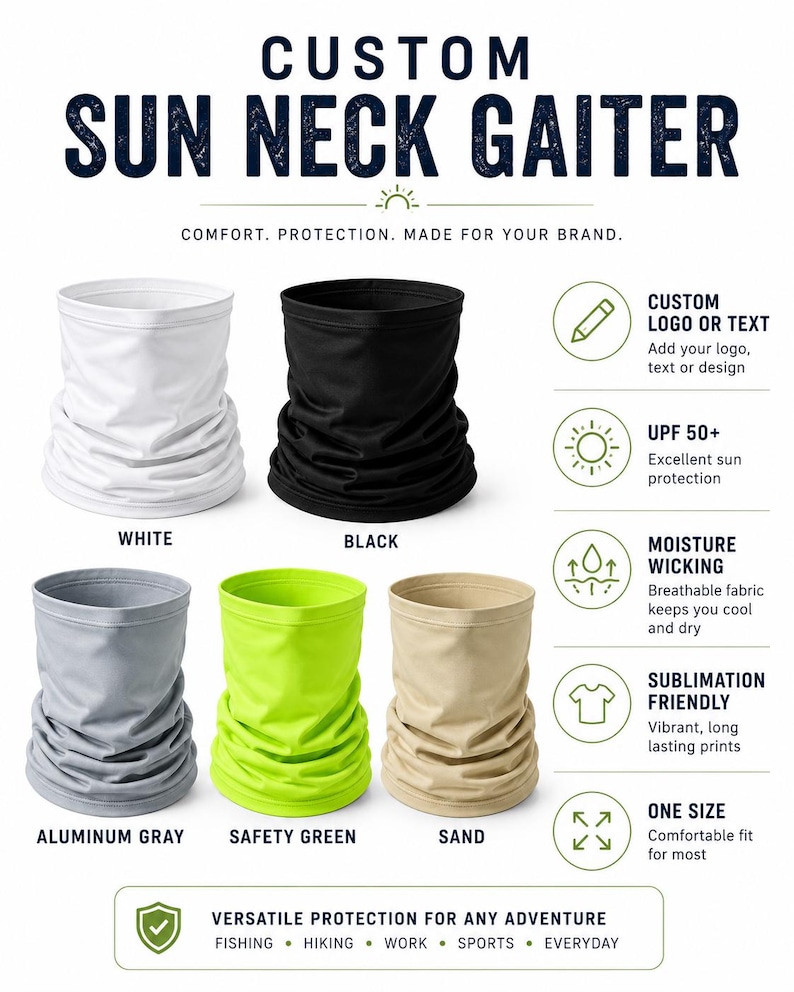 Custom Logo Neck Gaiter, Personalized Text Sun Gaiter, Printed Outdoor ...