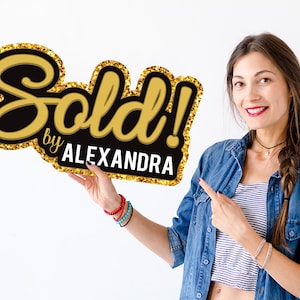 Personalized Real Estate Sold Cutout Sign, Customized Realtor Social Media Photo Props, Realtor Key Sign, Customized Name Sold By Sign