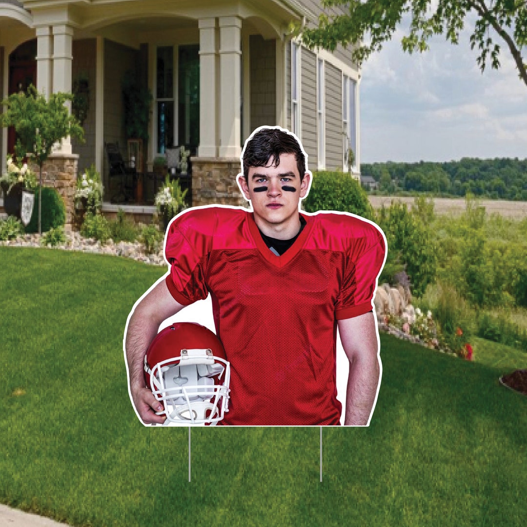 Custom Photo Football Player Yard Sign Any Photo Sports Etsy