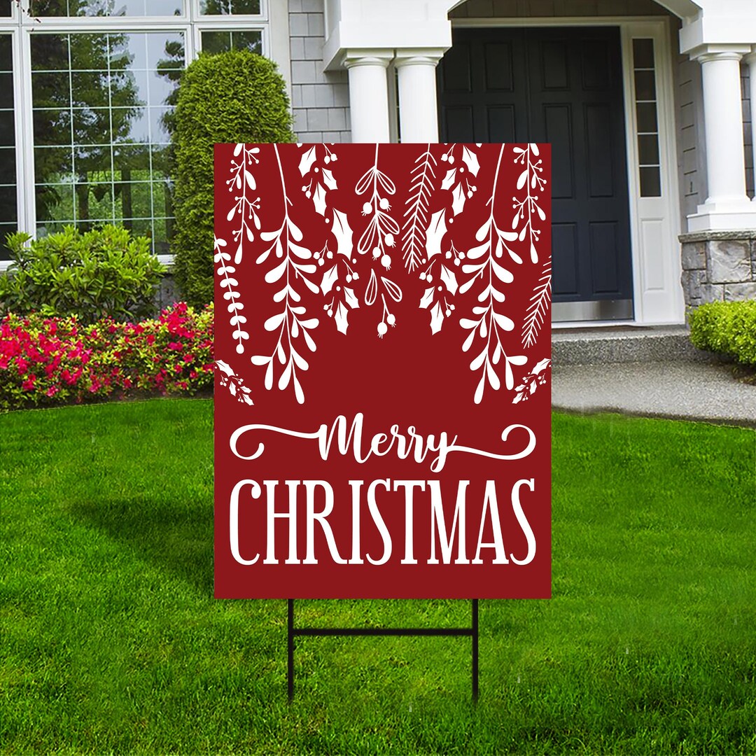 Merry Christmas Yard Sign, Christmas Trees Xmas Winter Decoration Yard Signs For Christmas