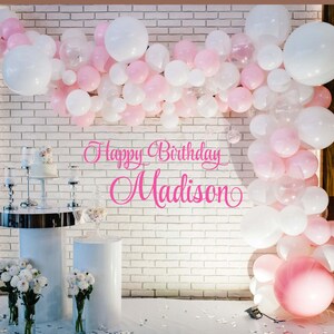 Personalized Happy Birthday Name Wall Decal, Happy Birthday Party Backdrop Custom Name Sticker, Vinyl Decal Happy Birthday for Balloon Arch