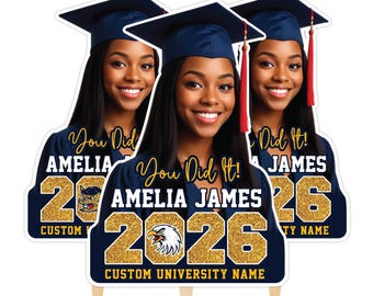 Custom Face Fans With Wooden Handle, Graduation Head, Grad Face Fans, Class of 2026 Head Fans, Graduation Faces on a Stick