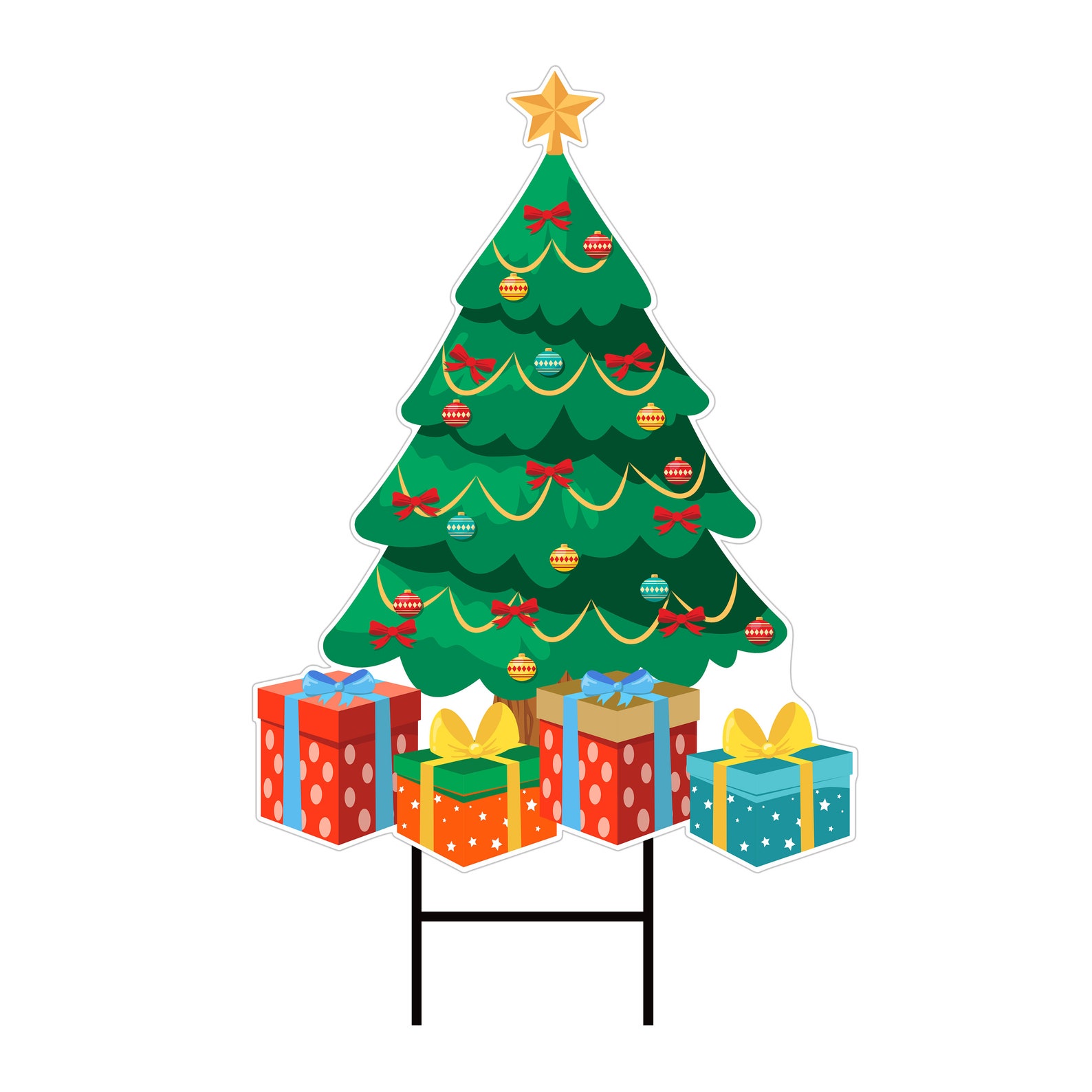 Christmas Tree Yard Sign 18 X 24 Coroplast Long Etsy