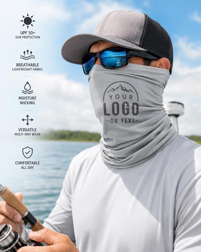 Custom Logo Neck Gaiter, Personalized Text Sun Gaiter, Printed Outdoor ...
