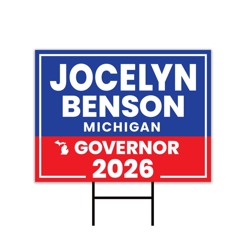 Jodelyn Lettering Jocelyn Benson for Michigan Governor 2026 Yard Sign, Corrugated Plastic ...