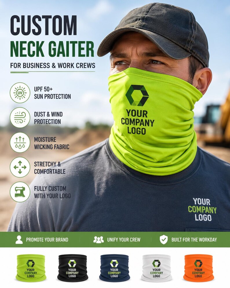 Custom Logo Neck Gaiter, Personalized Text Sun Gaiter, Printed Outdoor ...