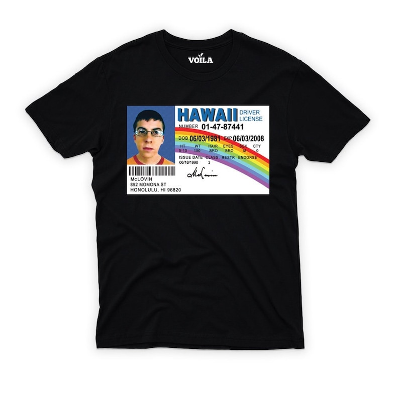 Mclovin From Superbad Tshirt for Men Mclovin Drivers Women V Etsy