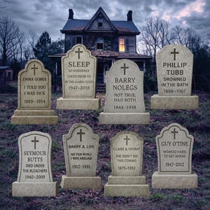Vintage Halloween Tombstone Yard Signs with Stakes, Scary Graveyard Outdoor Decorations, Waterproof Cemetery Décor for Lawn or Party