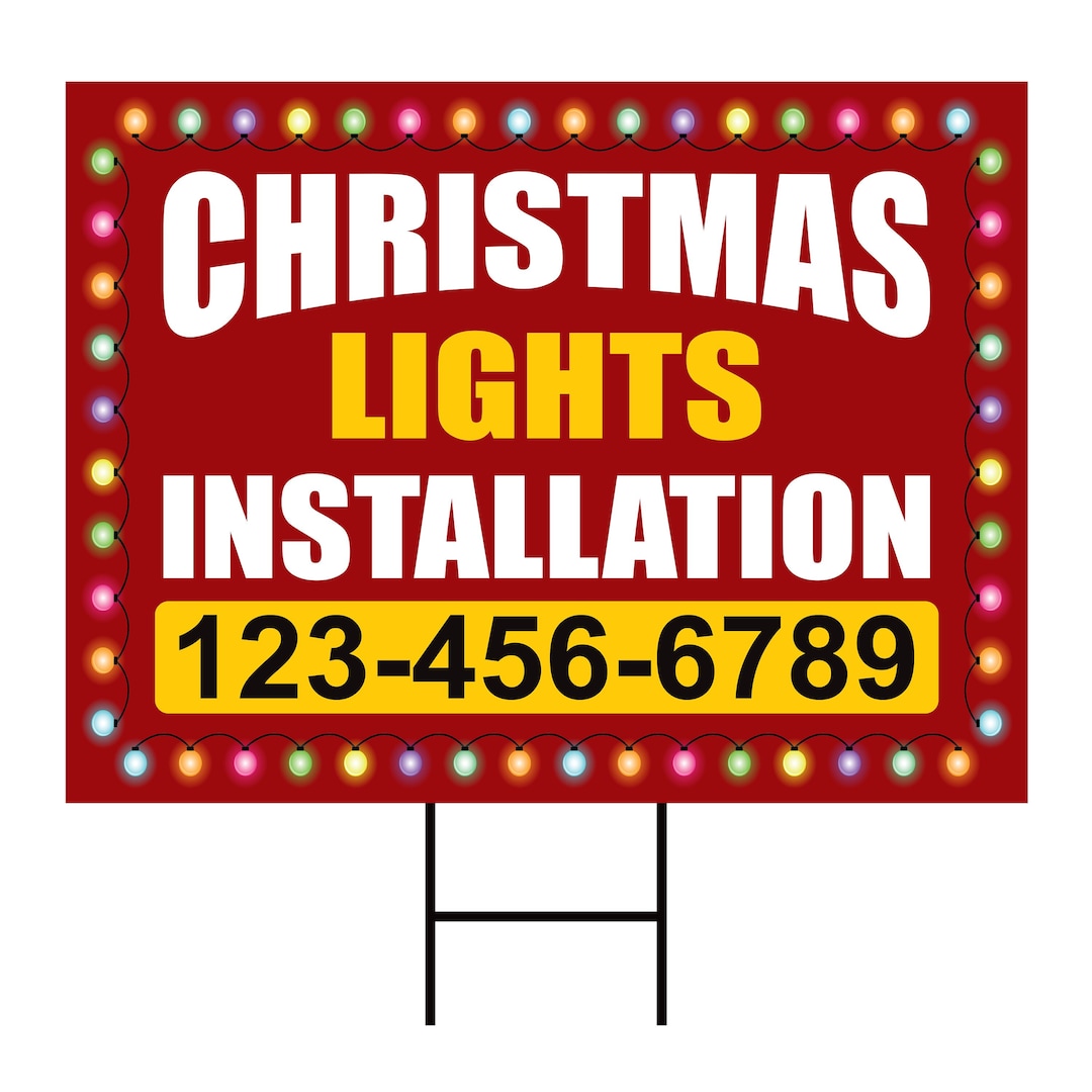Custom Christmas Lights Installation Yard Sign Waterproof Etsy