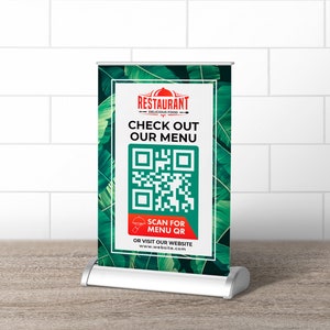 Custom QR Code Table Top Banner Stand 11.5x17.5 Roll up Banner Stand