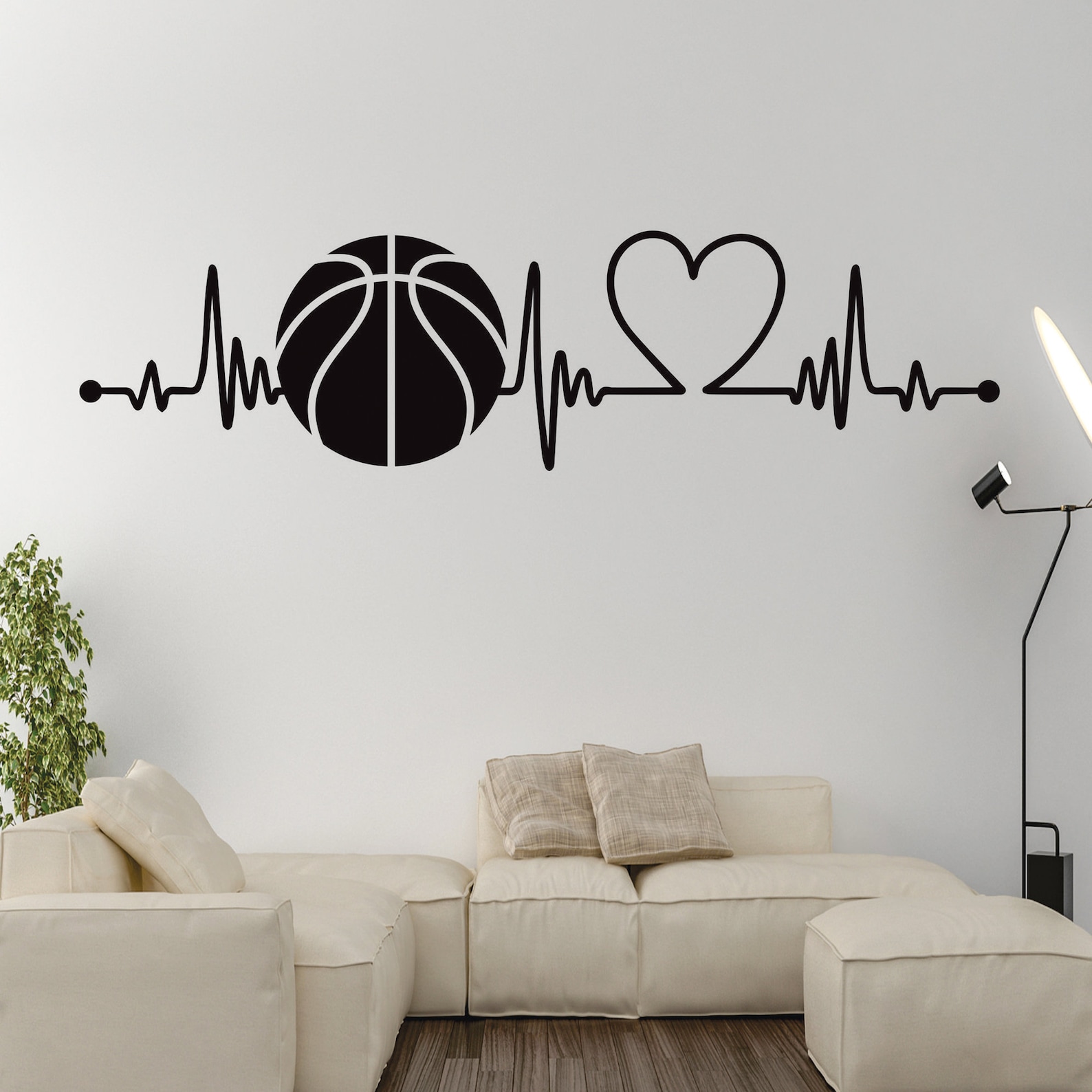 Heartbeat Basketball Wall Decal Basketball Sports Wall Sticker