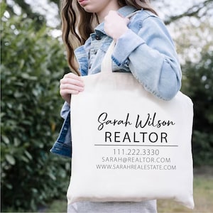 Custom Realtor Tote Bag, Personalized Business Tote Bag, Custom Real Estate Agent Gift, Tote Bag With Logo, Promotional Tote Bag, Reusable image 4