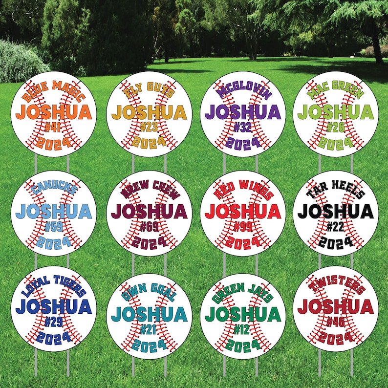 Personalized Baseball Yard Sign Decoration - Custom Team, Name, Number ...