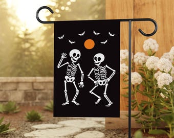 Subtle Anti-Trump Halloween Skeleton Garden Flag,  Spooky Season Resist Fascism Yard Flag, Subtle Political Decor, Harvest Fall Outdoor Flag