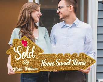 Personalized Real Estate Marketing Key Cutout Sign, Customized Realtor Social Media Photo Props, Realtor Key Sign, Customized Just Sold Key