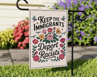 Abolish ICE Garden Flag, Double Sided, Keep the Immigrants, Deport the Racists Flag, Anti-Trump, Resist Racism Flag, Resist Fascism Flag