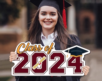 Personalized Class of 2024 Coroplast Sign, Graduate 2024 Cutout, Graduations Parties, Senior Graduation 2024 Sign, Photo Booth Prop