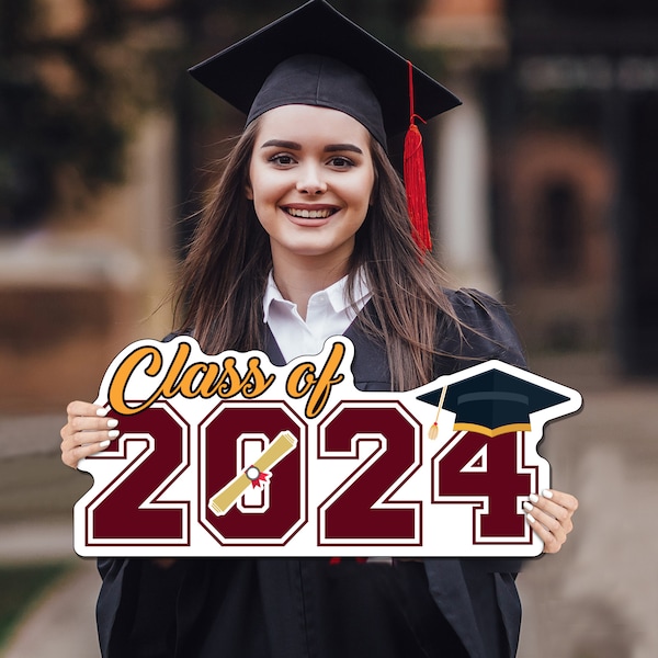 Personalized Class of 2024 Coroplast Sign, Graduate 2024 Cutout, Graduations Parties, Senior Graduation 2024 Sign, Photo Booth Prop
