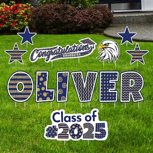Personalized Graduation Yard Sign Letters 18&quot;, Custom Graduation Yard Cutouts Congratulations Grad 2025 Yard Décor With Metal Stakes