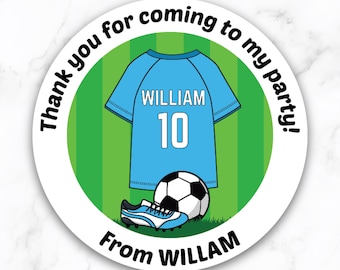 Custom Soccer Thank You Stickers - Personalized Soccer Round Labels, Kids Birthday Party Favor Tags, Sports Theme Decor, Party Supplies