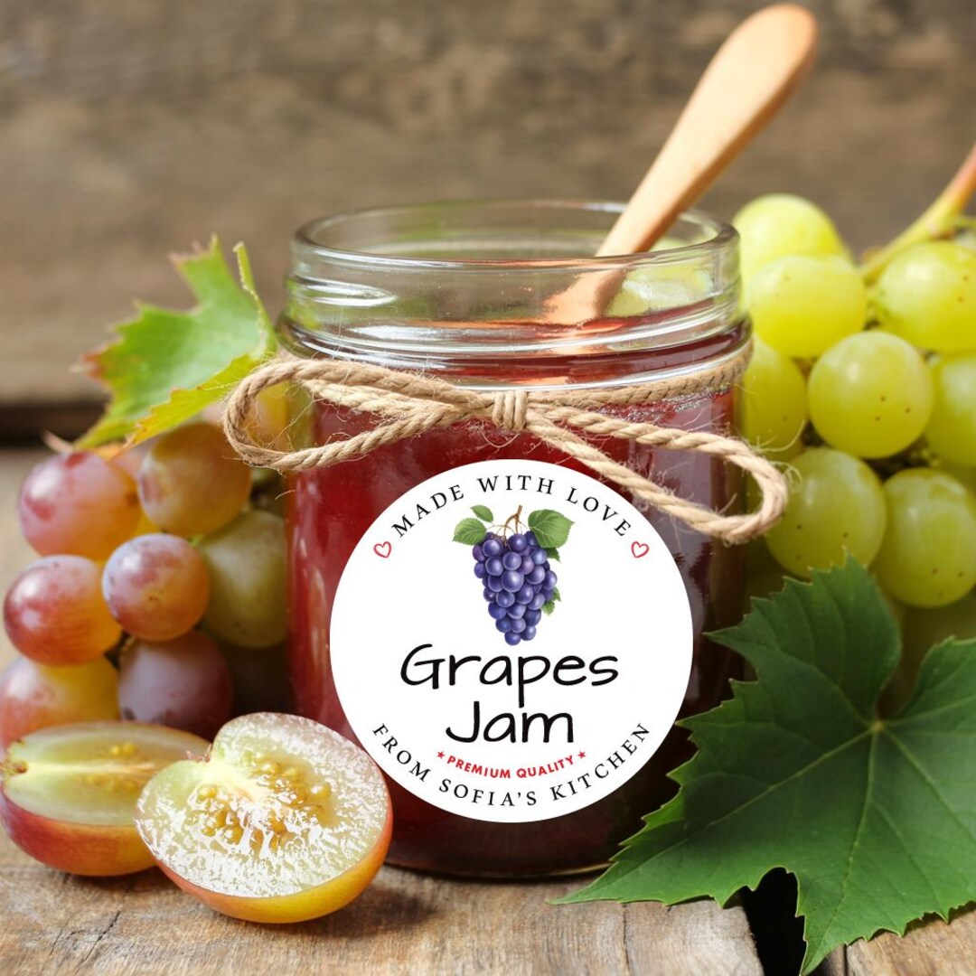 Personalized Grape Jam Roll Labels, Custom Grape Jelly Product Stickers ...