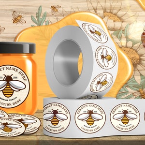 Personalized Honey Roll Labels, Custom Honey Product Stickers, Business Honey Labels for Mason, Honey Bee Favors, Honey Lid Stickers