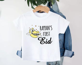 Custom My First Eid Baby Shirt, Personalized Baby Bodysuit, Toddler Sweatshirt, Islamic Baby Eid Gift, Muslim Eid Mubarak Outfit for 1st Eid