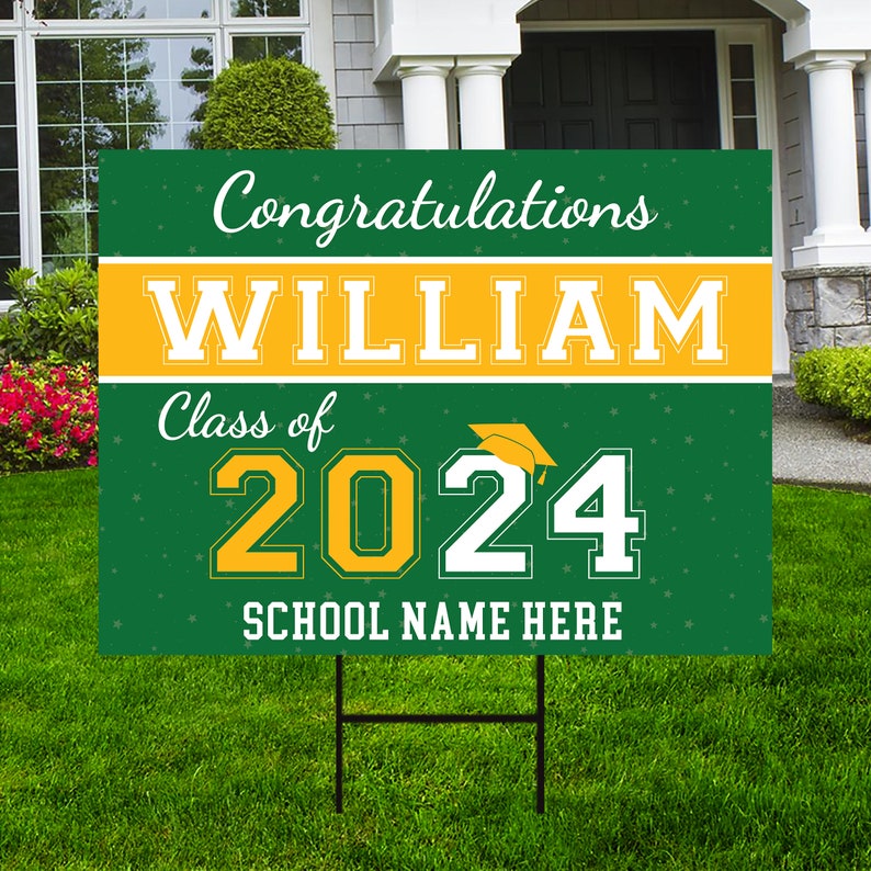 Personalized Graduation Senior Yard Sign 2024, Senior Grad Sign, Class of 2024, Custom Graduation 2024 Yard Sign with Metal H-Stake image 6