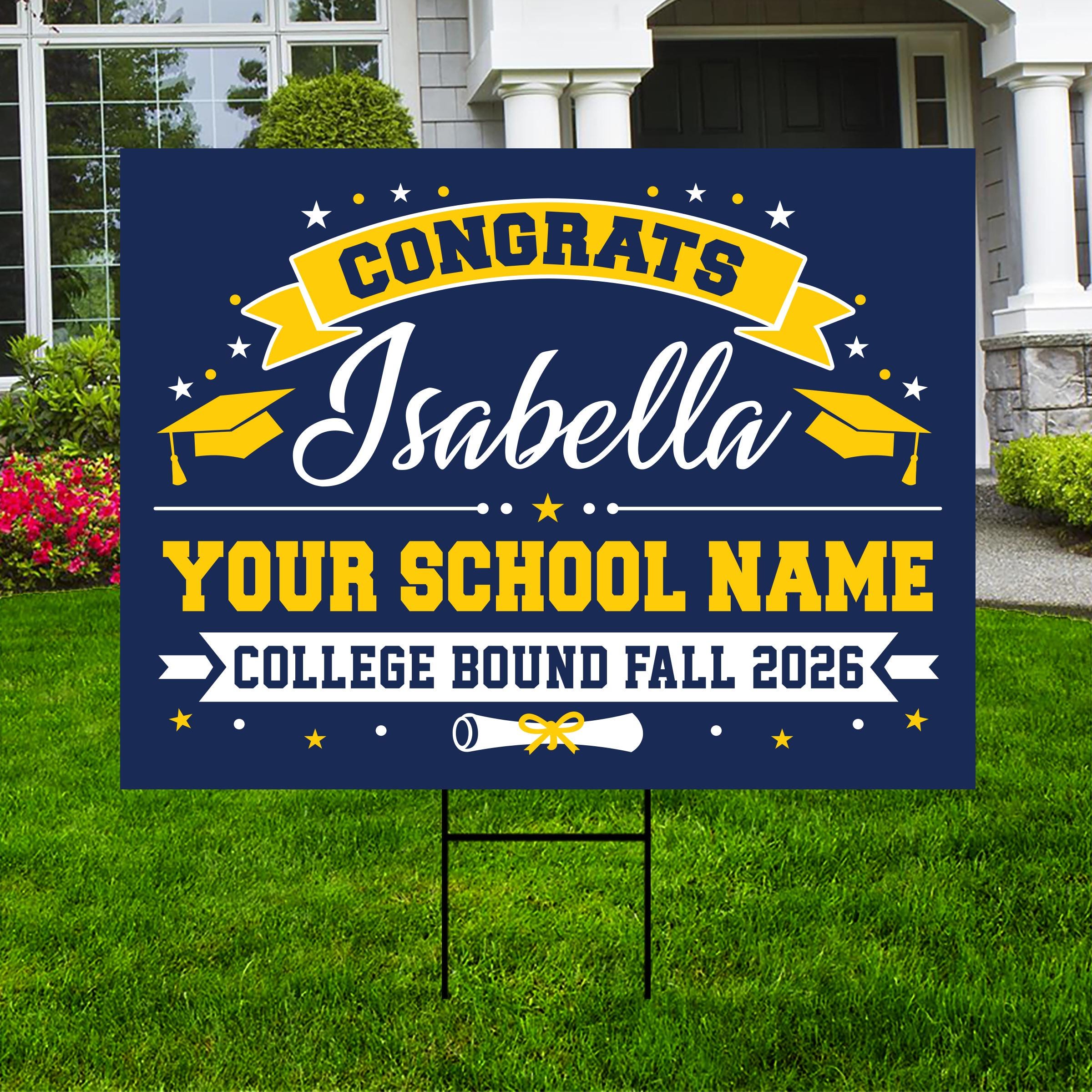 Personalized College Bound Yard Sign Class of 2026, Graduation Yard ...
