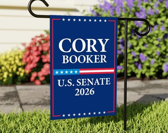 Cory Booker pour drapeau du jardin du Sénat du New Jersey 2026, recto-verso, drapeau du Sénat 2026, drapeau des élections, anti-Trump, drapeau rouge blanc et bleu