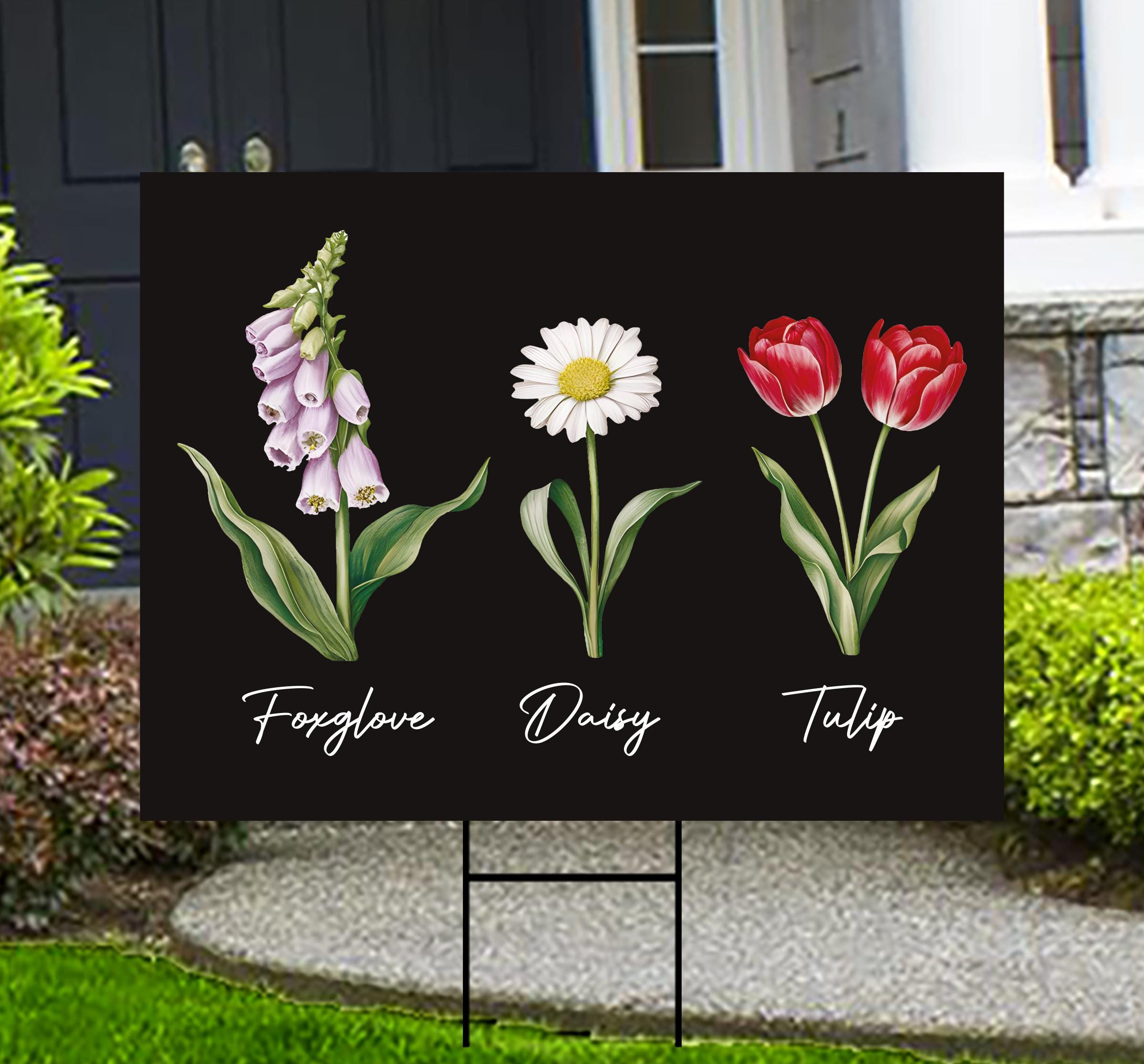 Foxglove Daisy Tulip Yard Sign - Resist Hate Lawn Sign, FDT, Anti