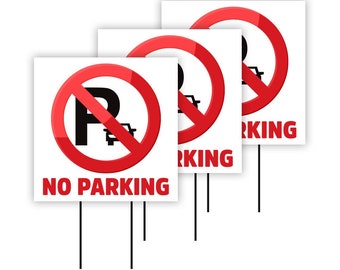 Pack of 3 No Parking Yard Sign - Coroplast Visible Text Long Lasting Please Do Not Park Yard Sign with Stakes