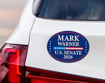 Mark Warner For Virginia Senate 2026 Car Magnet - Vote Mark Warner Vehicle Magnet, Virginia Senate Elections 2026 Magnet - 6" x 4.5"