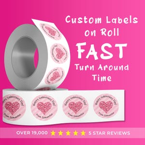 Labels on Roll, Premium Gloss Waterproof Labels, Bulk Custom Sticker Labels, Your Design Logo, Personalized Free Proof Before Printing