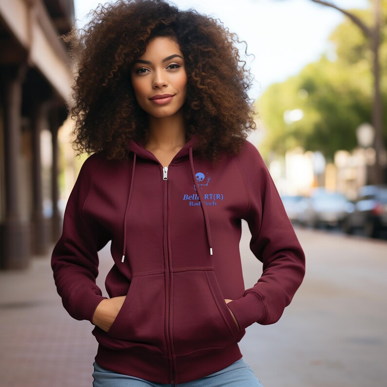 Embroidered Personalized X-Ray Zip-Up Hoodie, Radiology RT Fleece Hooded Sweatshirt, Rad Tech Hoodie, X-Ray Tech, Skeleton Radiographer Gift immagine 10