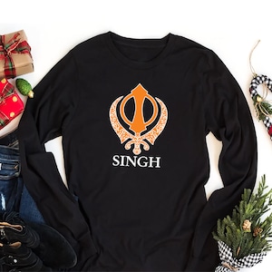 Khanda Khalsa Panth Long Sleeve T-Shirt, Punjabi Unisex Long Sleeve Shirt, Sikhism Shirt For Kids, Proud Sikh Khanda Tee Shirt