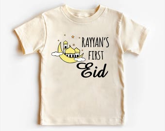 Custom My First Eid Baby Shirt, Personalized Baby Bodysuit, Toddler Sweatshirt, Islamic Baby Eid Gift, Muslim Eid Mubarak Outfit for 1st Eid