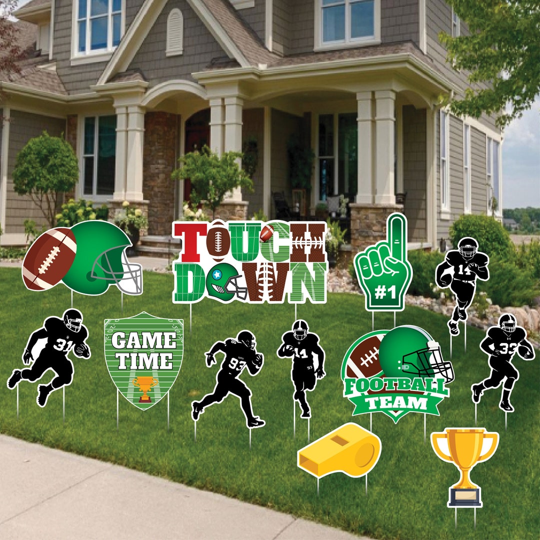 Football Party Yard Sign Decoration Cutouts, School Football Team Signs
