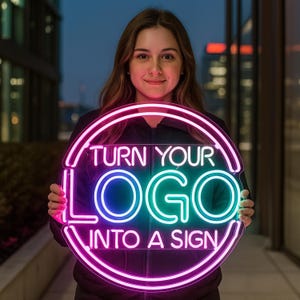 Custom Logo Neon Sign, LED Business Name Wall Light, Personalized Acrylic UV-Printed Sign, Neon Light Logo Art, Custom Branding Decor