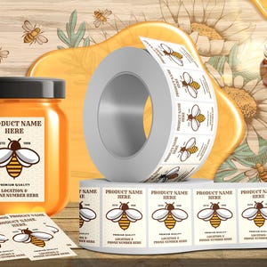 Personalized Honey Roll Labels, Custom Honey Product Stickers, Business Honey Labels for Mason, Honey Bee Favors, Honey Lid Stickers